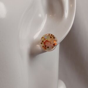 Hand Crafted Orange Dome Earrings